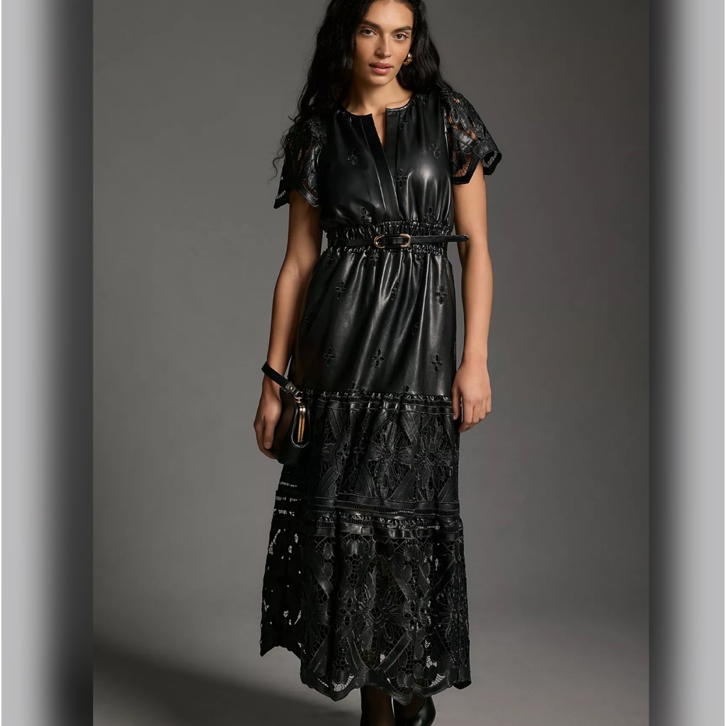 The Somerset Maxi Dress: Faux Leather Embroidered Edition